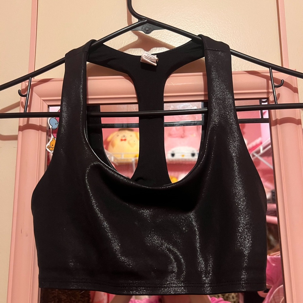 ALO Yoga Black Shine Racerback Sports Bra XS